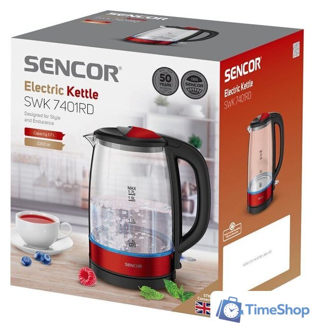 Электрический чайник Sencor SWK 7401RD - Изображение №7 — Интернет-магазин Time-Shop