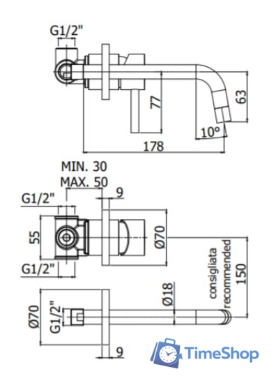 Смеситель Paffoni LIG006HG70 - Изображение №2 — Интернет-магазин Time-Shop