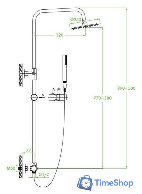Душевая система  Laveo Pretto PLP 70TD - Изображение №2 — Интернет-магазин Time-Shop