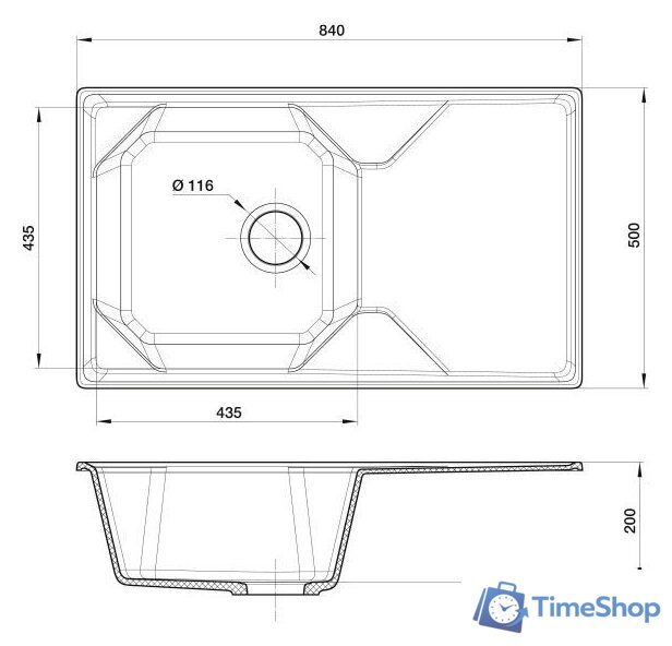 Кухонная мойка GranFest GF-U-840L (графит) - Изображение №3 — Интернет-магазин Time-Shop