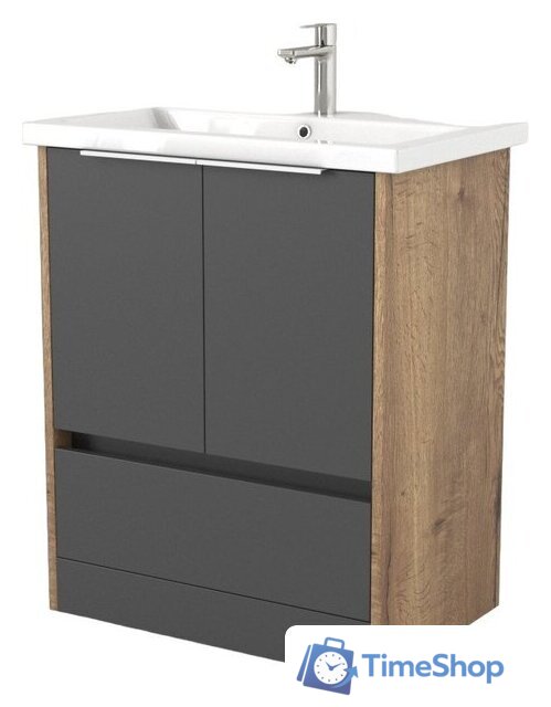  Дабер Тумба под умывальник 017 Andrea Elen 80 Т17.8А.0.22Б (дуб галифакс/серый/ручка белая) - Изображение №1 — Интернет-магазин Time-Shop