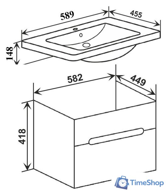  Runo Тумба под умывальник Парма 60 (подвесная) - Изображение №5 — Интернет-магазин Time-Shop