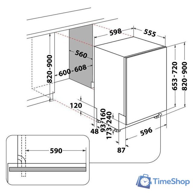 Встраиваемая посудомоечная машина Whirlpool WIO 3C23 E 6.5 - Изображение №13 — Интернет-магазин Time-Shop