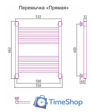 Полотенцесушитель Сунержа Богема+ 600x500 00-0220-6050 - Изображение №3 — Интернет-магазин Time-Shop