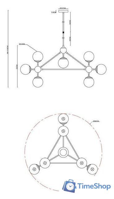 Подвесная люстра Arte Lamp Bolla A1664SP-10BK - Изображение №3 — Интернет-магазин Time-Shop