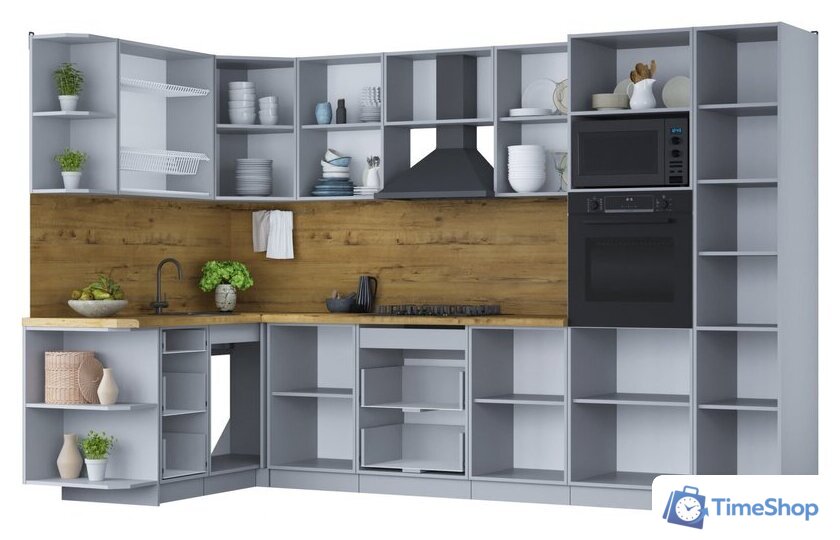 Готовая кухня Интерлиния Мила Шато 1.68x3.2 ВТ левая (белый/белый/кастилло темный) - Изображение №2 — Интернет-магазин Time-Shop