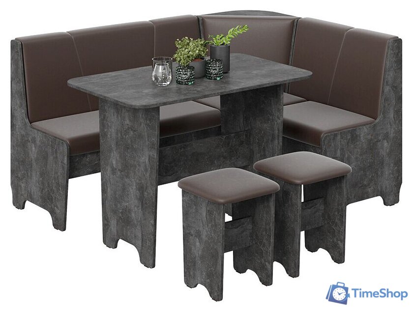 Обеденная группа Трия Техас исп. 1 (ателье темный/экокожа коричневый) - Изображение №1 — Интернет-магазин Time-Shop