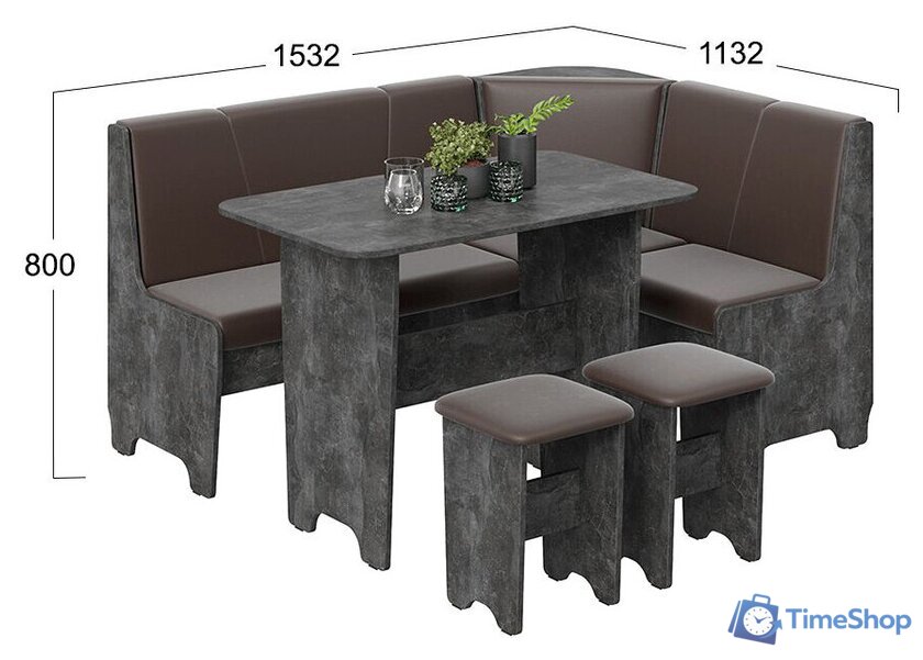 Обеденная группа Трия Техас исп. 1 (ателье темный/экокожа коричневый) - Изображение №2 — Интернет-магазин Time-Shop