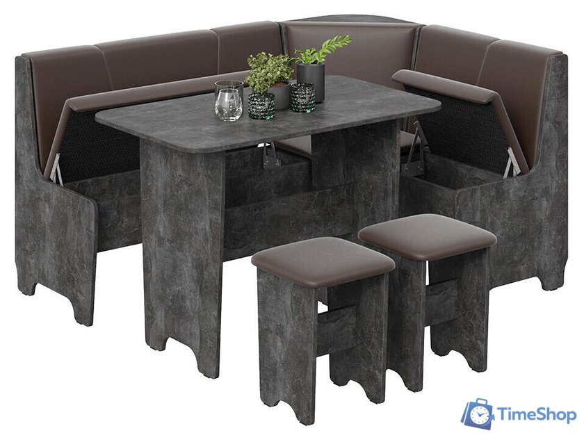 Обеденная группа Трия Техас исп. 1 (ателье темный/экокожа коричневый) - Изображение №3 — Интернет-магазин Time-Shop