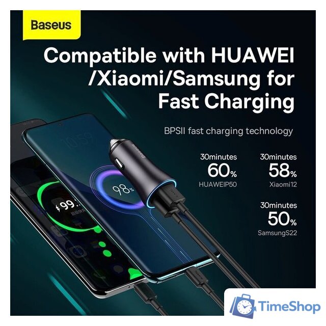 Автомобильное зарядное Baseus CGJM000113 - Изображение №4 — Интернет-магазин Time-Shop