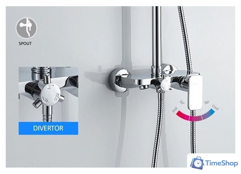 Душевая система  Ledeme L2421 (хром) - Изображение №7 — Интернет-магазин Time-Shop