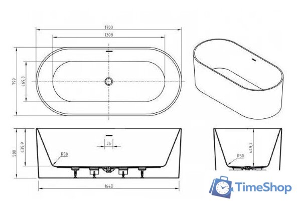 Ванна BelBagno BB705-1700-800 - Изображение №4 — Интернет-магазин Time-Shop