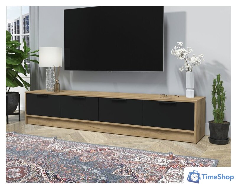 Тумба Интерлиния ТВ Концепт КТ-ТВ4-35 (черный/дуб золотой) - Изображение №3 — Интернет-магазин Time-Shop