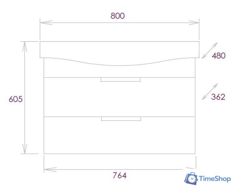  Onika Тумба под умывальник Девис 80.13 108048 - Изображение №3 — Интернет-магазин Time-Shop