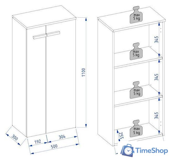  Lauter Шкаф-полупенал Навесной Adri (антрацит) - Изображение №2 — Интернет-магазин Time-Shop