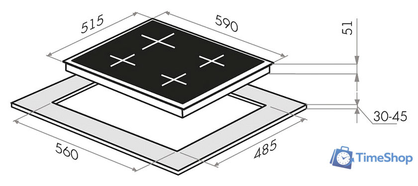 Варочная панель HOMSair HGG643TGCBG - Изображение №2 — Интернет-магазин Time-Shop