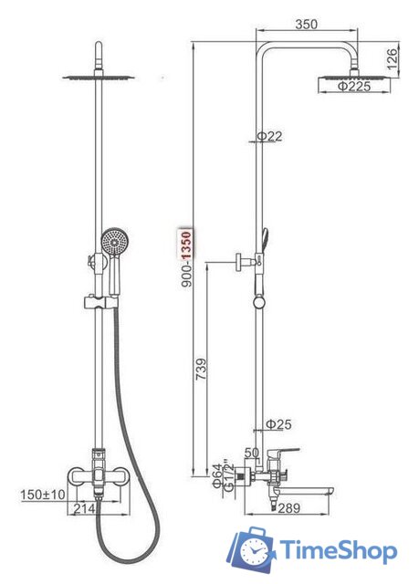 Душевая система  Ledeme L2480Y - Изображение №5 — Интернет-магазин Time-Shop