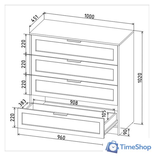 Комод Интерлиния Концепт Тренд КТ-К100 (дуб золотой/дуб английский) - Изображение №5 — Интернет-магазин Time-Shop