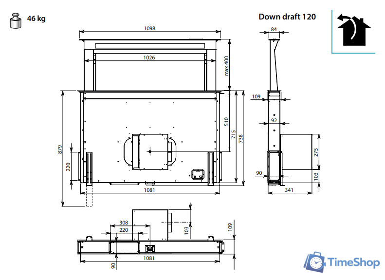Кухонная вытяжка Falmec Down Draft Design+ 120 (белый) - Изображение №6 — Интернет-магазин Time-Shop