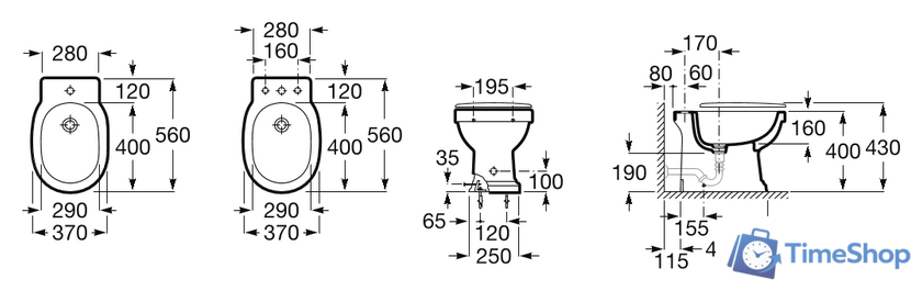 Биде Roca Carmen 3570A4000 - Изображение №3 — Интернет-магазин Time-Shop