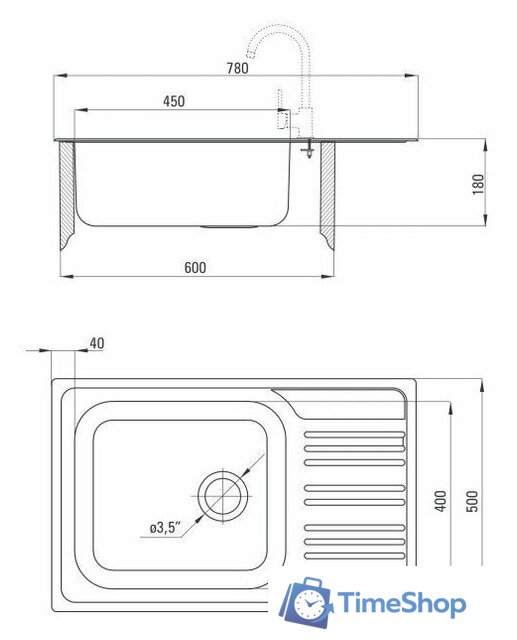 Кухонная мойка Deante Xylo ZEX 311B - Изображение №2 — Интернет-магазин Time-Shop