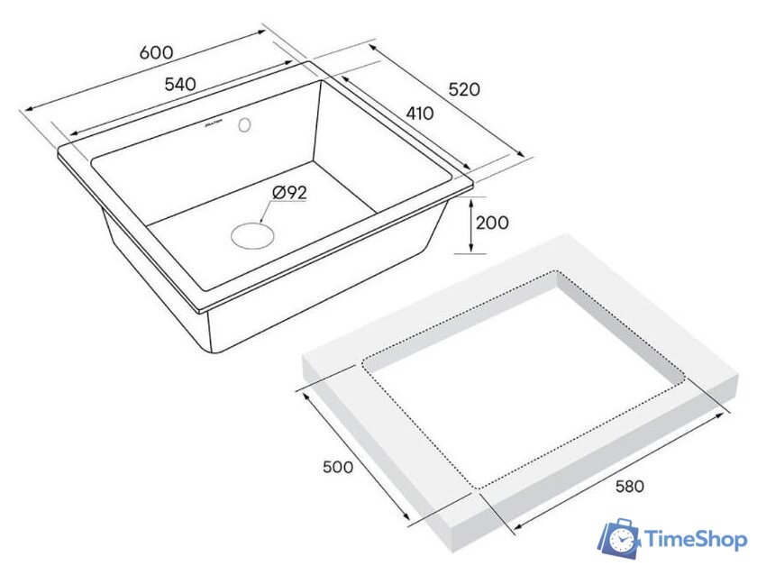 Кухонная мойка Paulmark Kante 60 PM106052-DG - Изображение №4 — Интернет-магазин Time-Shop