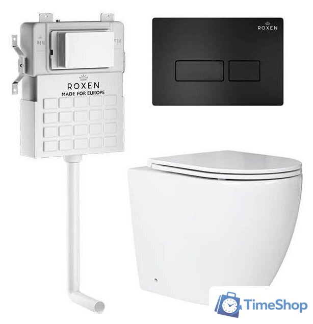 Унитаз приставной Roxen Antares в комплекте с инсталляцией Attach 5 в 1 967019 (кнопка: черный матовый) - Изображение №1 — Интернет-магазин Time-Shop
