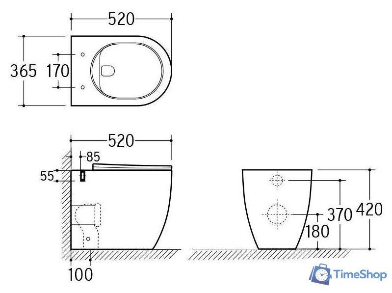 Унитаз приставной Roxen Antares в комплекте с инсталляцией Attach 5 в 1 967019 (кнопка: черный матовый) - Изображение №7 — Интернет-магазин Time-Shop