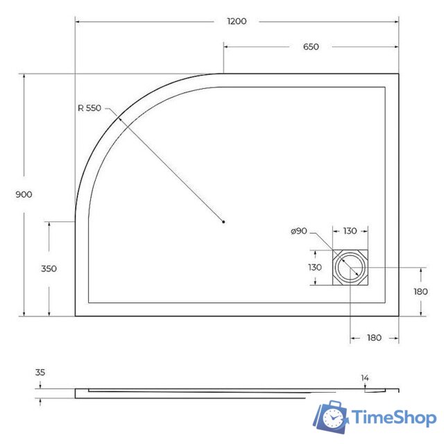 Душевой поддон BelBagno TRAY-MR-UNO-RH-120/90-550-35-W-L-CR 120x90 - Изображение №7 — Интернет-магазин Time-Shop