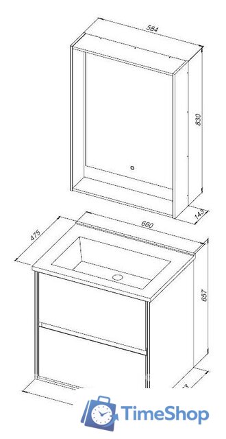  Aquanet Тумба под умывальник Милан 65 306379 (черный глянец) - Изображение №6 — Интернет-магазин Time-Shop