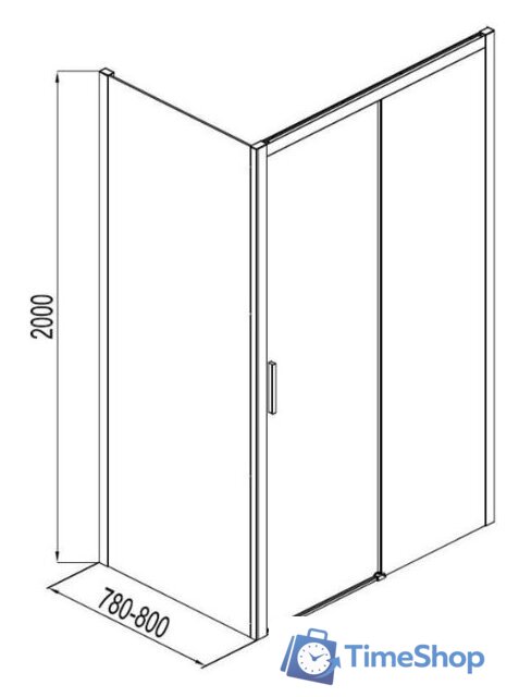 Душевая стенка Aquanet Pleasure AE60-F-80H200U-BT 80 (прозрачное стекло) - Изображение №2 — Интернет-магазин Time-Shop