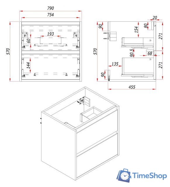  ЗОВ Тумба под умывальник Парма 80 P80LA0MAMC1B (аттик) - Изображение №3 — Интернет-магазин Time-Shop