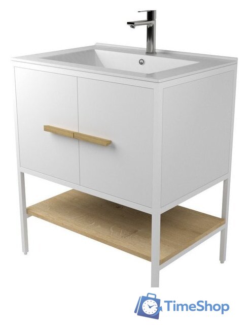 Дабер Тумба под умывальник 010 Т10.7.1.5 (белый/белый/дуб гамильтон натуральный) - Изображение №1 — Интернет-магазин Time-Shop