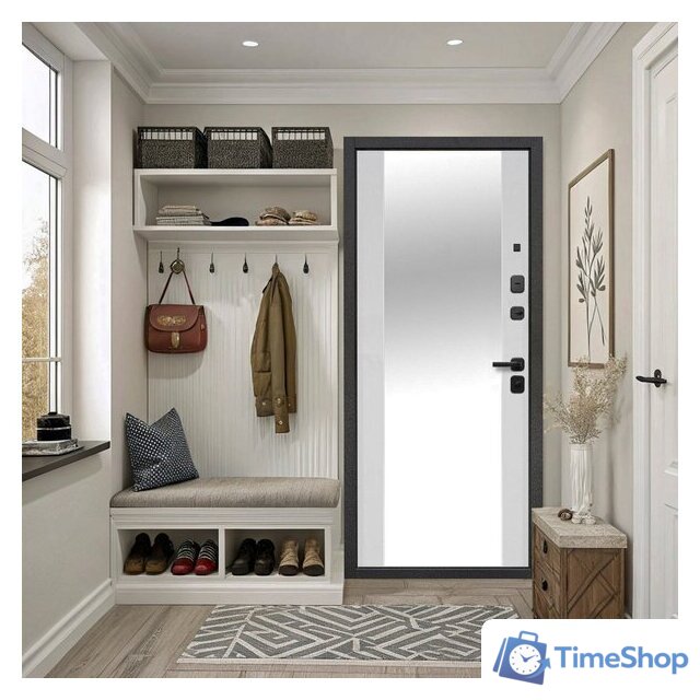 Металлическая дверь Guard Зеркало серебристый/белый матовый (96x205, правая) - Изображение №4 — Интернет-магазин Time-Shop