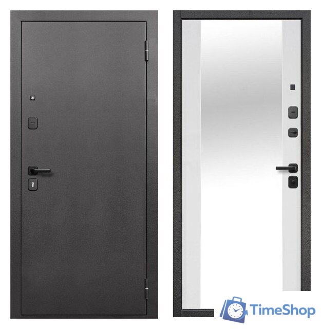 Металлическая дверь Guard Зеркало серебристый/белый матовый (96x205, правая) - Изображение №1 — Интернет-магазин Time-Shop