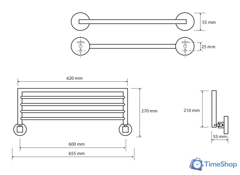 Полка для полотенца Bemeta Omega 104205152 - Изображение №2 — Интернет-магазин Time-Shop