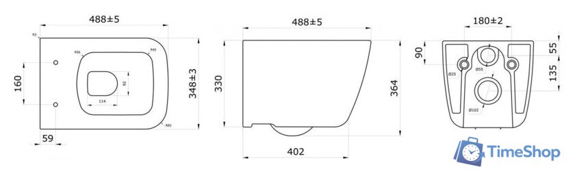 Унитаз подвесной Berges Wasserhaus Quattro S Rimless 043364 (с сиденьем и кнопкой смыва) - Изображение №10 — Интернет-магазин Time-Shop