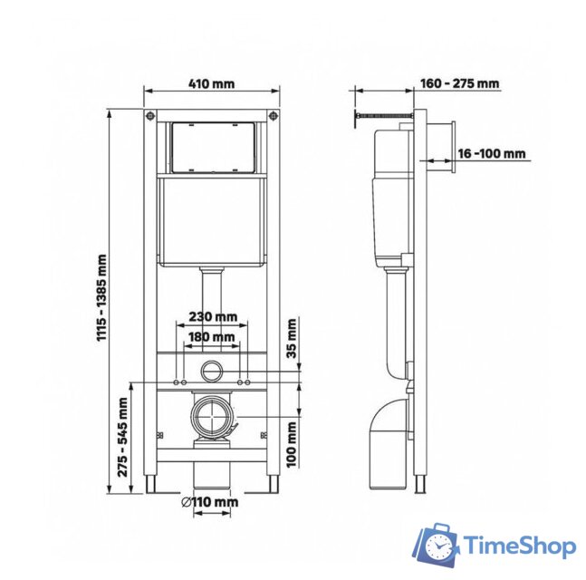 Унитаз подвесной Berges Wasserhaus Quattro S Rimless 043364 (с сиденьем и кнопкой смыва) - Изображение №8 — Интернет-магазин Time-Shop