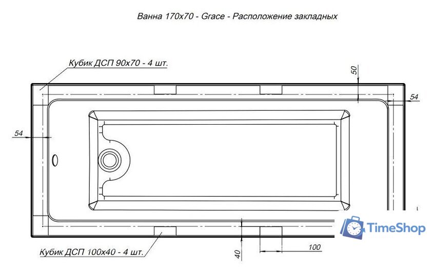 Ванна Aquanet Grace 170x70 00312653 - Изображение №5 — Интернет-магазин Time-Shop