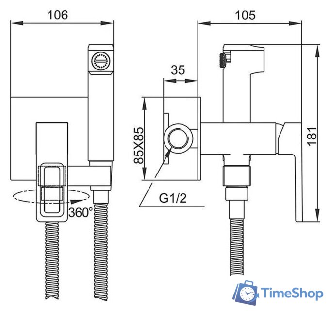 Гигиенический душ Gappo G7217-1 - Изображение №2 — Интернет-магазин Time-Shop