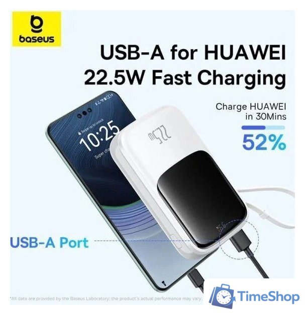 Внешний аккумулятор Baseus Qpow Pro+ Digital Display Fast Charge 22.5W 10000mAh (белый) - Изображение №3 — Интернет-магазин Time-Shop