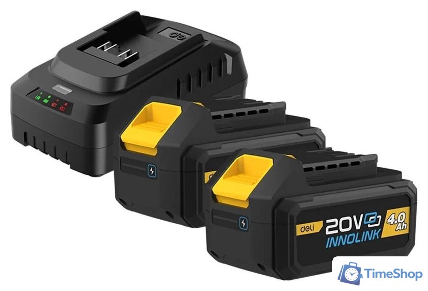 Аккумулятор с зарядным устройством Deli EDL-CM20A4E (20В/2x4 Ah + 20В) - Изображение №1 — Интернет-магазин Time-Shop