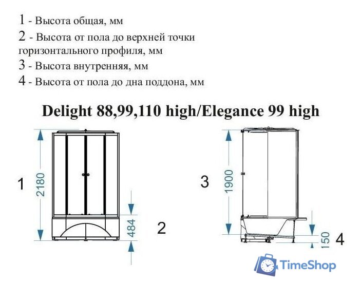 Душевая кабина Domani-Spa Delight 110 High 100x100 (матовое стекло/белый) - Изображение №5 — Интернет-магазин Time-Shop