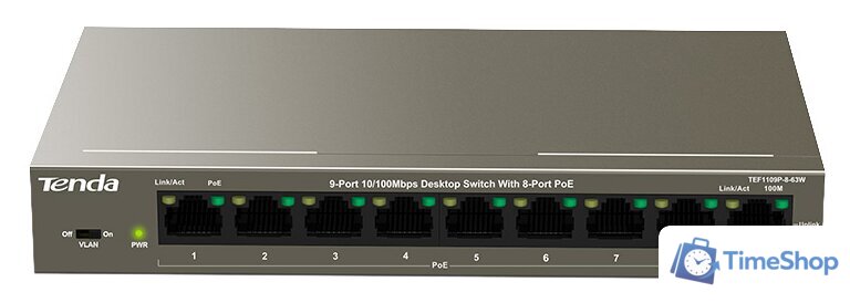 Неуправляемый коммутатор Tenda TEF1109P-8-63W - Изображение №1 — Интернет-магазин Time-Shop