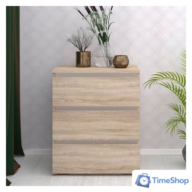 Комод Кортекс-мебель Бари 60 3ш (дуб сонома/дуб сонома/белый) - Изображение №3 — Интернет-магазин Time-Shop