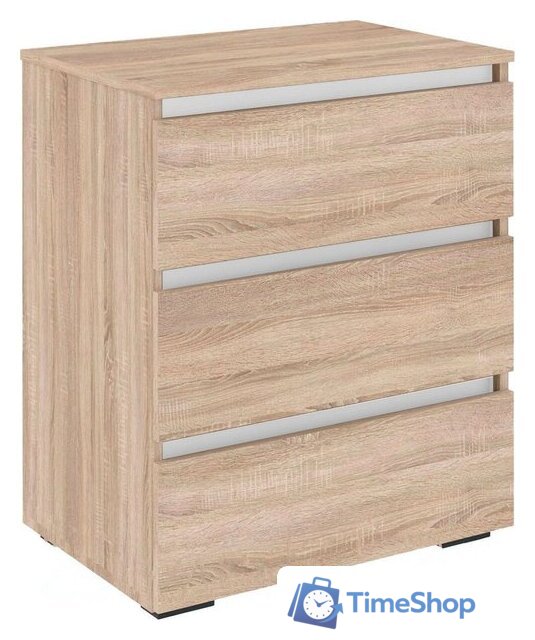 Комод Кортекс-мебель Бари 60 3ш (дуб сонома/дуб сонома/белый) - Изображение №1 — Интернет-магазин Time-Shop