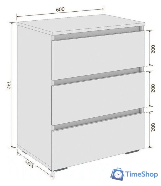 Комод Кортекс-мебель Бари 60 3ш (дуб сонома/дуб сонома/белый) - Изображение №5 — Интернет-магазин Time-Shop