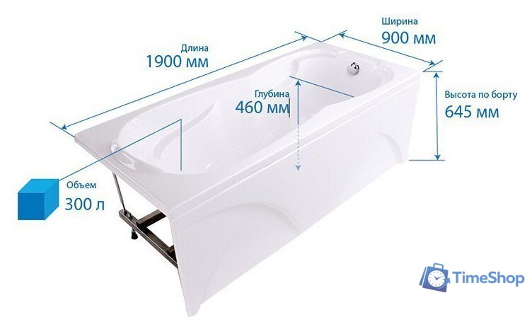 Ванна Triton Персей 190x90 (с ножками и экраном) - Изображение №2 — Интернет-магазин Time-Shop