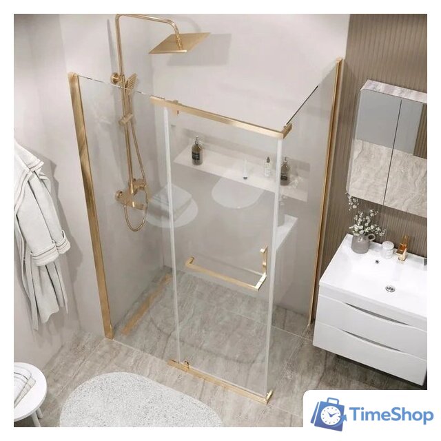 Душевая стенка Grossman Pragma 90x195 200.K33.03.90.32.00 (золото сатин,стекло прозрачное) - Изображение №5 — Интернет-магазин Time-Shop