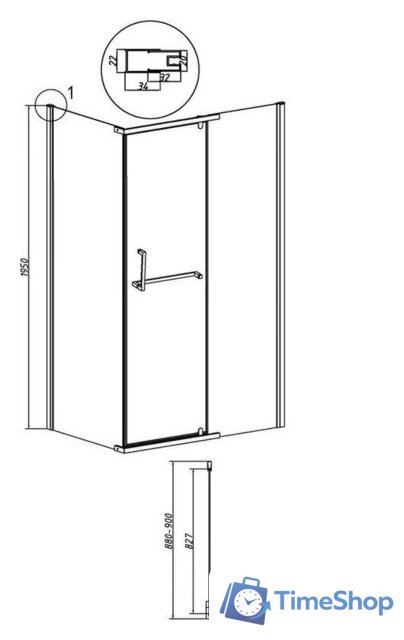 Душевая стенка Grossman Pragma 90x195 200.K33.03.90.32.00 (золото сатин,стекло прозрачное) - Изображение №12 — Интернет-магазин Time-Shop